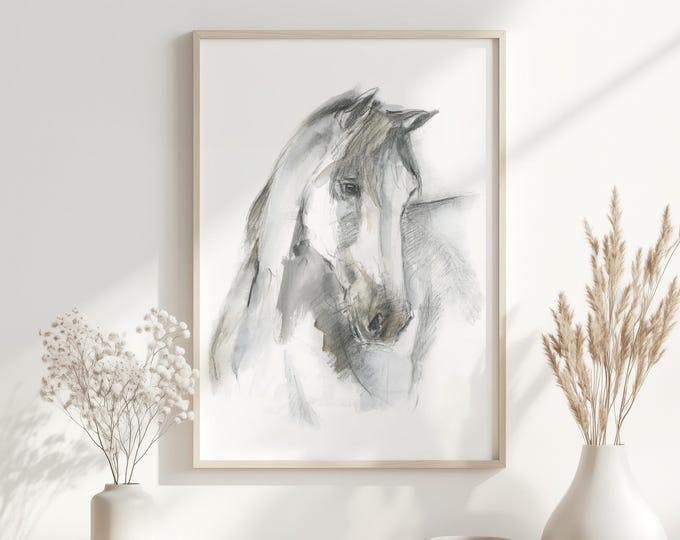 Horse Art Print.  Watercolor Horse Painting. Farmhouse Decor. Farm Art Print. Rustic Farmhouse Wall Decor