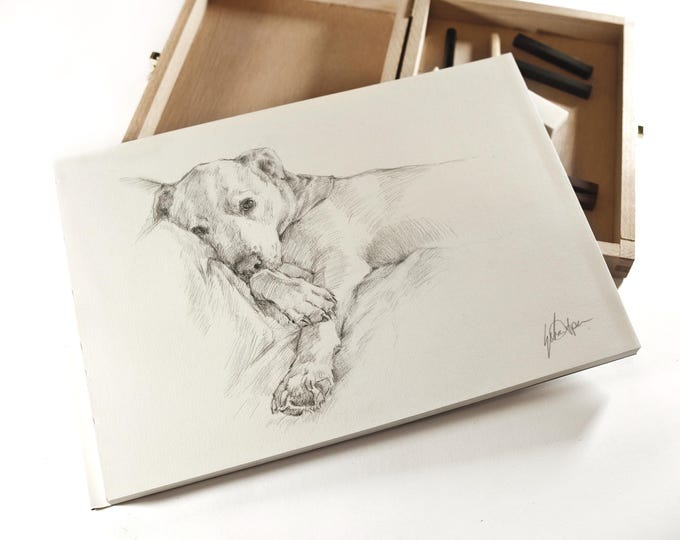 Hand-Drawn Custom Dog Portrait: Graphite Pet Memorial Art