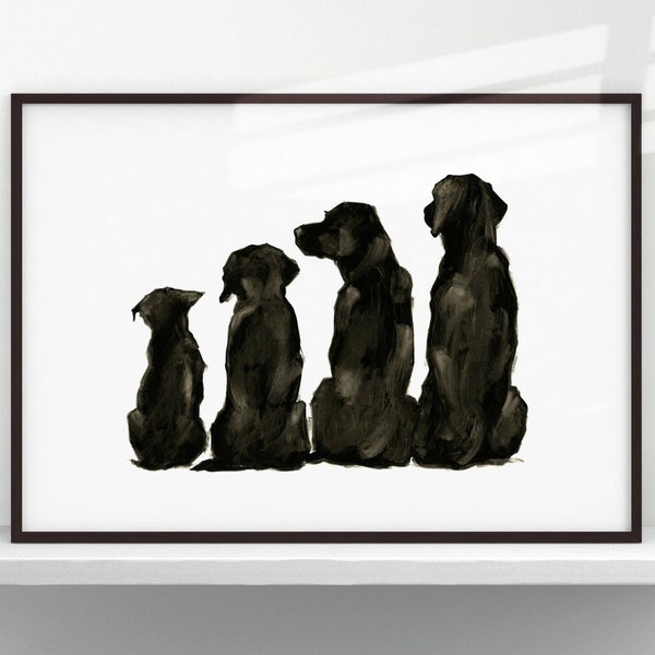 Black Dog Art Print. Black Lab Painting. Cute Gifts for Dog Lovers. Dog Wall Decor.