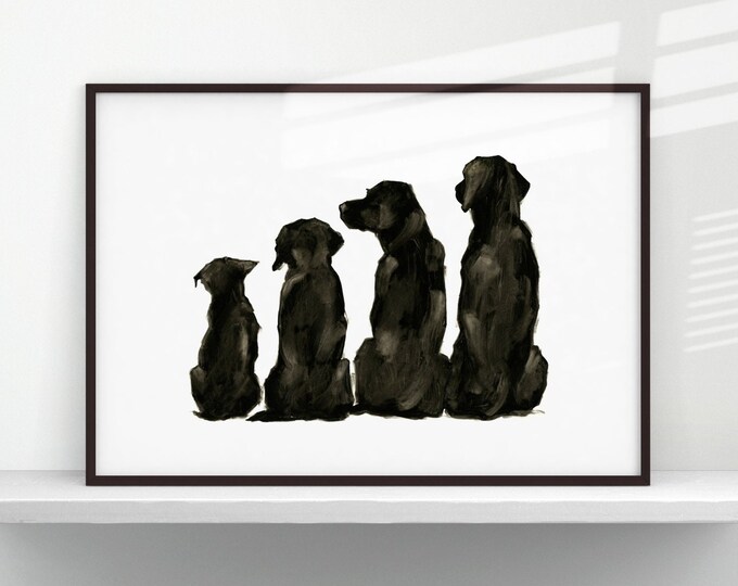 Black Dog Art Print. Black Lab Painting. Cute Gifts for Dog Lovers. Dog Wall Decor.