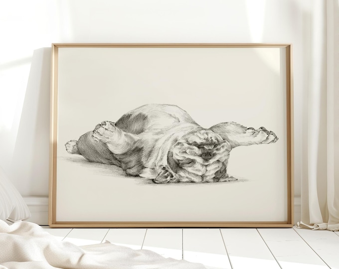 Bulldog Sketch Art Print: Whimsical Pencil Drawing by Ethan Harper