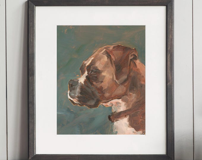 Boxer Dog Art Print by Artist, Ethan Harper. Boxer Painting Wall Decor.