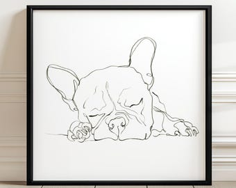 French Bulldog Line Art Painting For Dorm Decor - French Bulldog Wall Art Prints Unique Gifts For Her - Frenchie Silhouette Contour Drawing