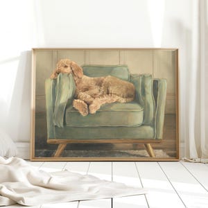 Golden Doodle Retriever Art Print by Ethan Harper. Goldendoodle Painting Wall Decor.
