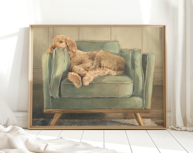 Golden Doodle Retriever Art Print by Ethan Harper. Goldendoodle Painting Wall Decor.