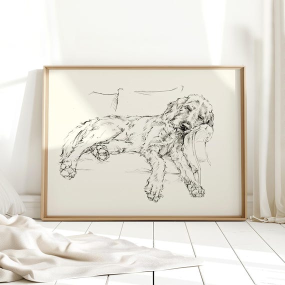 Goldendoodle Art Print - Goldendoodle Sketch Drawing by Ethan Harper -Dog Wall Art Prints For Nursery Decor-Doodle Dog Art Housewarming Gift