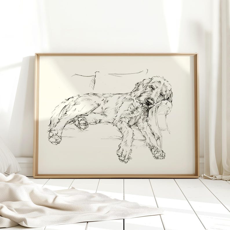 Goldendoodle Art Print - Goldendoodle Sketch Drawing by Ethan Harper -Dog Wall Art Prints For Nursery Decor-Doodle Dog Art Housewarming Gift image 1