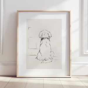 Retriever drawing, Golden Retriever fine art print, dog wall decor, pet portrait, dog lover gift, pencil sketch, home decor, dog artwork