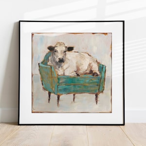 Cow Art Print/ Farmhouse Decor/Trending Art/Cow Painting/Nursery Decor/Whimsical Art