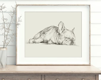 Impression d'art de croquis de bouledogue français par Ethan Harper