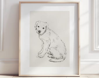 Golden Retriever Puppy Art Print: Dog Lover Gift, Nursery Wall Art