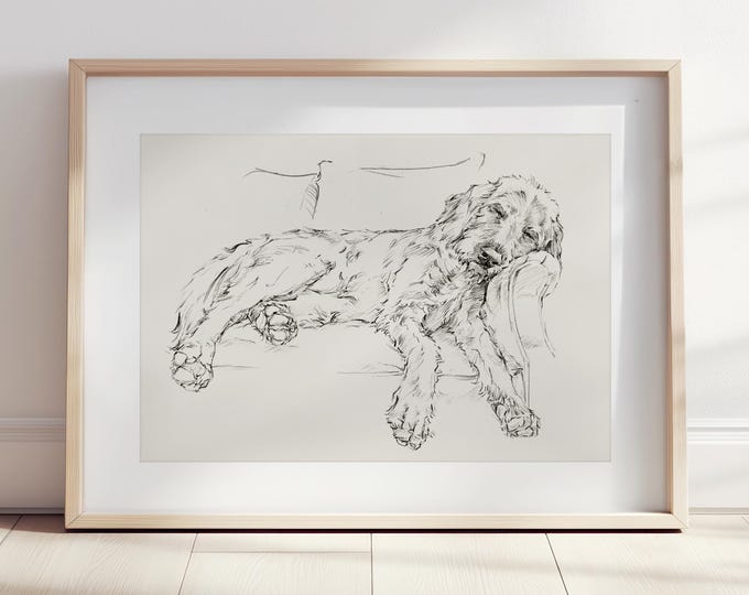 Goldendoodle Sketch Art Print, Reproduced from Original Pencil Drawing by Ethan Harper