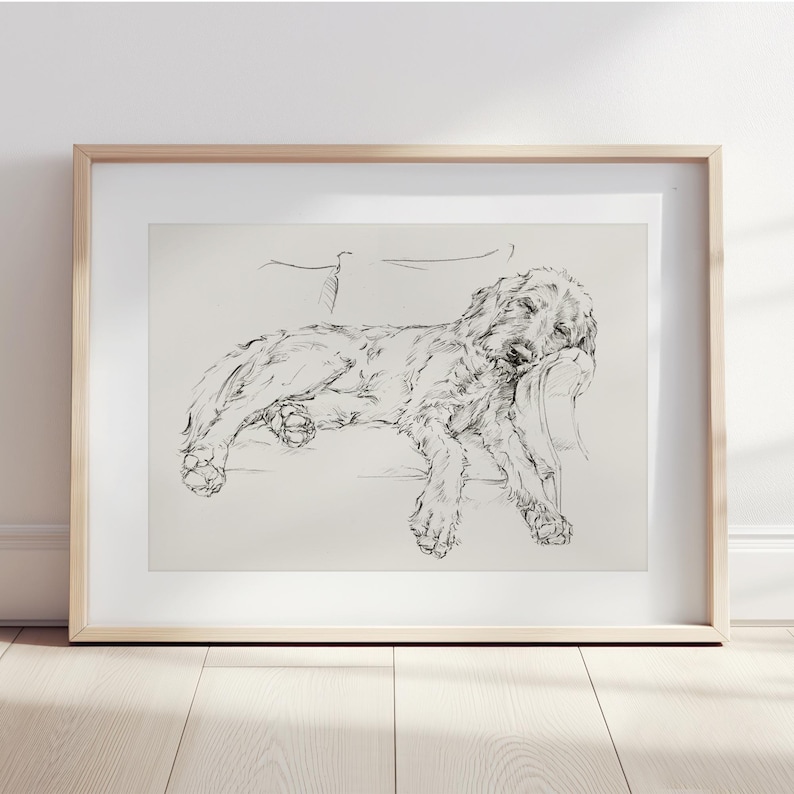 Goldendoodle Art Print - Goldendoodle Sketch Drawing by Ethan Harper -Dog Wall Art Prints For Nursery Decor-Doodle Dog Art Housewarming Gift image 2