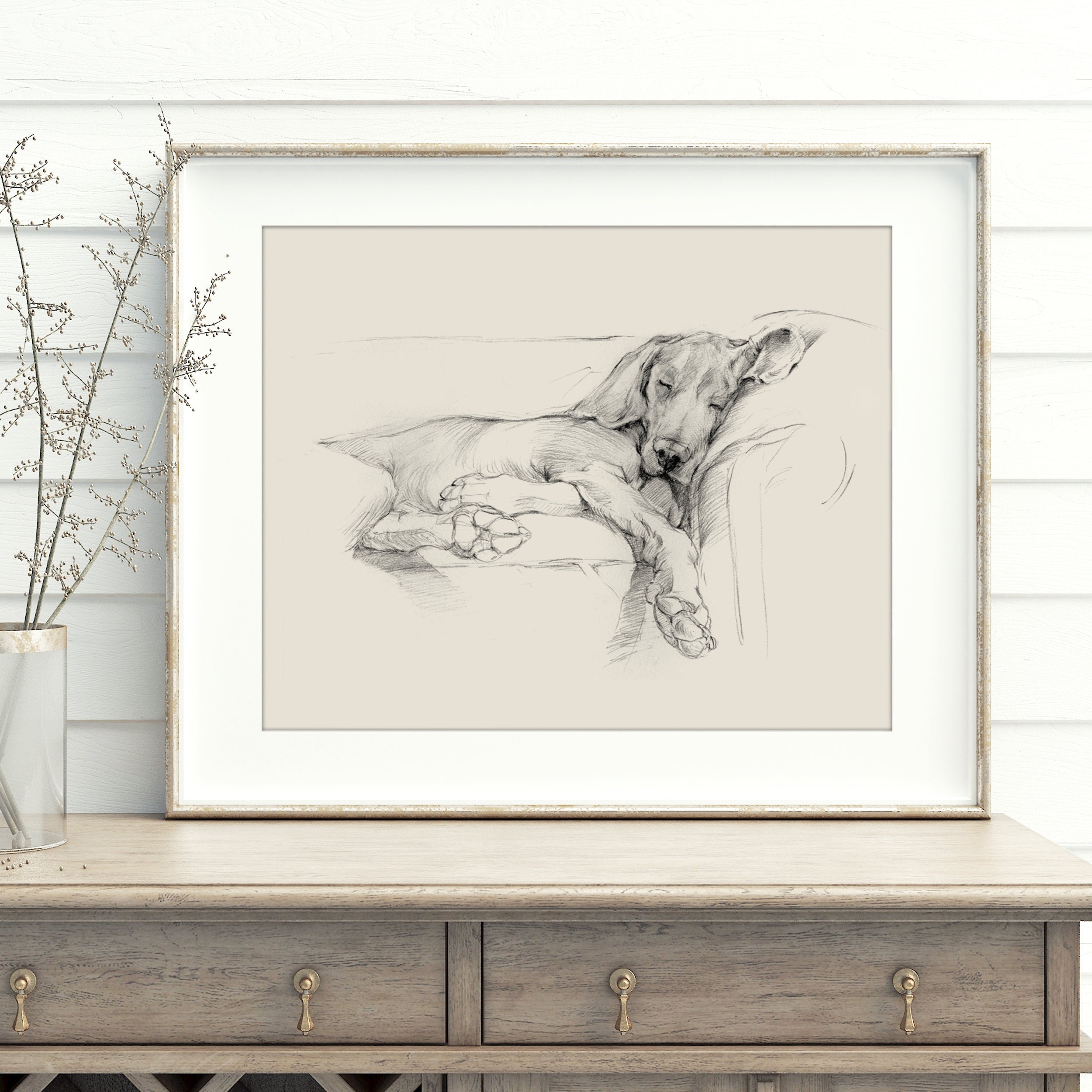 Weimaraner Art Print. Ethan Harper. Weimaraner Drawing. Gifts for