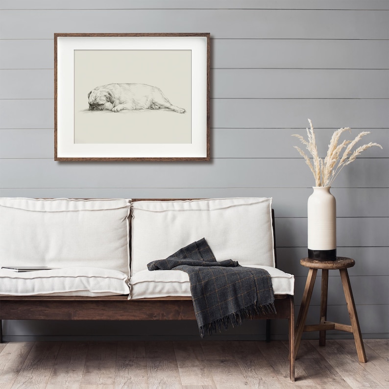 Pug Drawing Art Print: Antique Style Dog Sketch by Ethan Harper image 3