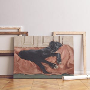 Black Lab Art Gifts - Sleeping Labrador Retriever Wall Art Prints - Black Dog Art Painting by Ethan Harper -Animal Artwork For Dorm Decor