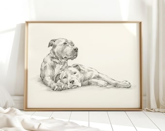 Pit Bull Giclée Wall Art Print - Dog Pencil Sketch Poster - Pit Bull Portrait Illustration great Pet Lover Gift by Ethan Harper