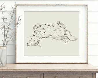 Husky Wall Art Prints - Siberian Husky Art Print Fall Home Decor - Dog Drawing Sketch Memorial Gift - Husky Portrait Artwork For Wall Decor