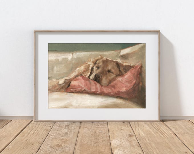 Golden Retriever Fine Art Print. Ethan Harper. Golden Retriever Drawing. Dog Artwork. Dog Wall Decor. Gifts for Dog Lovers.