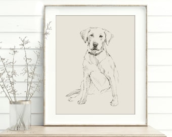 Yellow Lab Wall Art Prints - Labrador Retriever Art Sketch - Chocolate Lab Drawing by Ethan Harper - Labrador Wall Art For Dorm Decor