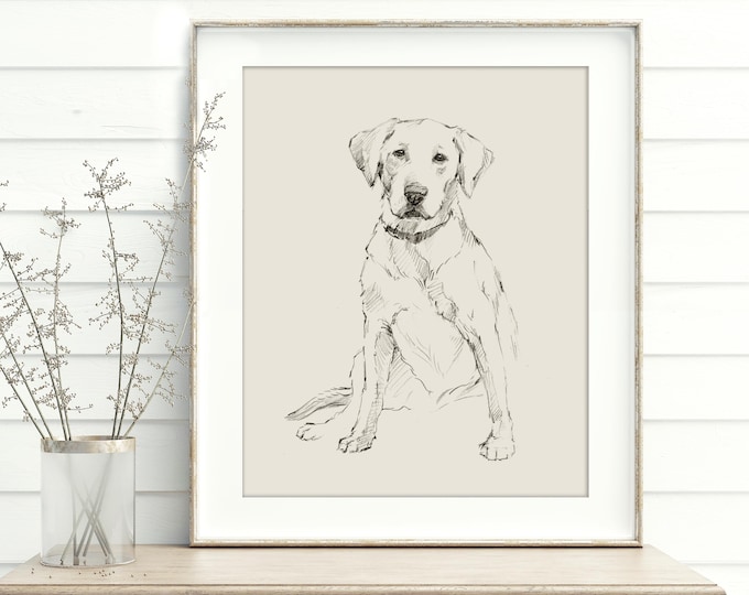 Labrador Retriever Art Print by Ethan Harper - Yellow, Black & Chocolate Lab Drawing Wall Decor for Dog Lovers