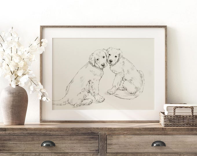 Golden Retriever Drawing Fine Art Print by Artist, Ethan Harper. Artwork for Dog Lovers.