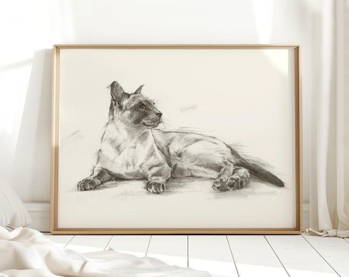 Siamese Cat Wall Art Prints Unique Housewarming Gift - Memorial Cat Painting For Pet Loss Gift - Cat Portrait For Bedroom by Ethan Harper