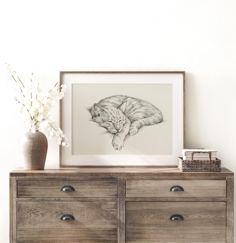 Cat Portrait Wall Art Print - Cat Drawing Poster for Pet Memorial Gift - Cat Artwork Illustration by Ethan Harper image 7