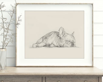 French Bulldog Art Print. Contour Drawing. Artist Ethan Harper. Cute Gifts for Dog Lovers. Dog Wall Decor.