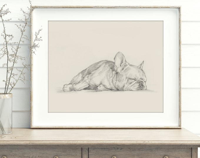 French Bulldog Art Print. Contour Drawing. Artist Ethan Harper. Cute Gifts for Dog Lovers. Dog Wall Decor.