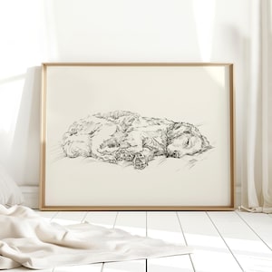 Láminas decorativas de Golden Retriever de Ethan Harper - Dibujo de Golden Retriever para decoración de habitaciones infantiles o regalos para niños - Pintura de retrato de perro