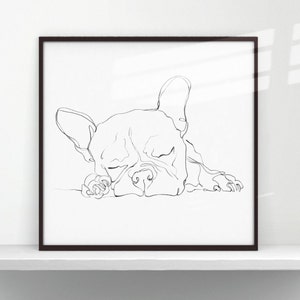 French Bulldog Art Print. Contour Drawing. Artist Ethan Harper. Cute Gifts for Dog Lovers. Dog Wall Decor.