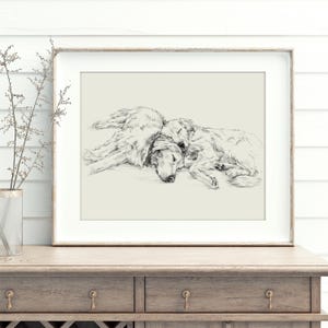 Láminas decorativas de Golden Retriever con estilo antiguo, boceto de perro para habitación infantil de Ethan Harper - Dibujo de Golden Retriever - Lámina de perro durmiendo para dormitorio