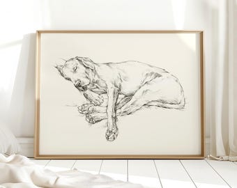 Black Lab Sketch Art Print - Labrador Retriever Dog Wall Art Prints - Sleeping Dog Drawing Nursery Wall Decor - Pet Painting by Ethan Harper