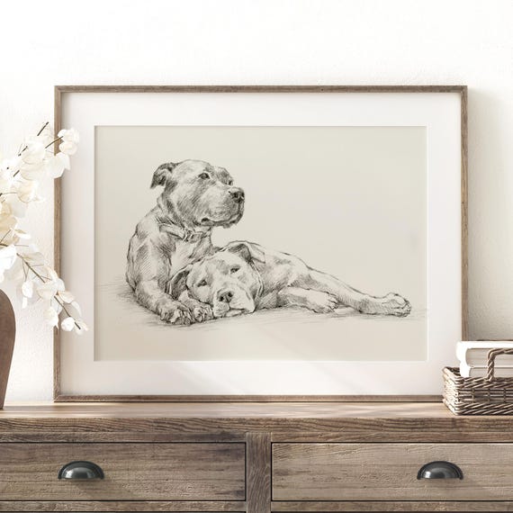 Pit Bull Giclée Print: Dog Pencil Sketch Art by Ethan Harper