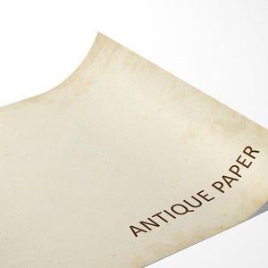 a piece of paper with the text "ANTIQUE PAPER" printed on it.