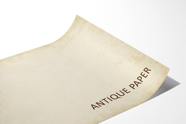 a piece of paper with the text "ANTIQUE PAPER" printed on it.