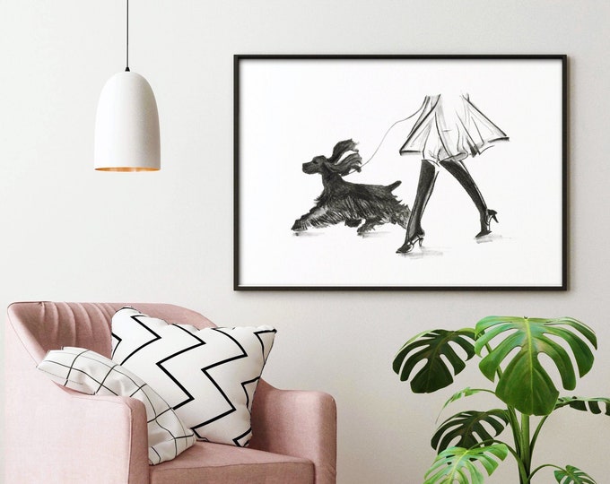 Cocker Spaniel Dog Art Print. Dog Wall Decor. Dog Drawing. Dog Drawing. Gifts for Dog Lovers