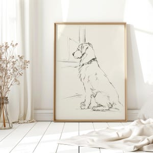 Golden Retriever Art Print: Pencil Sketch Dog Portrait