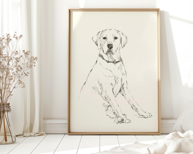 Labrador Retriever Pencil Sketch Art Print - Adorable Dog Wall Decor by Ethan Harper
