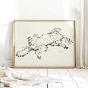 Láminas de arte de Border Collie para pared - Dibujo de Border Collie - Boceto artístico para decoración del hogar - Pintura de perro durmiendo para decoración de pared