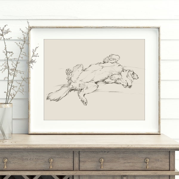 Border Collie Art. Border Collie Drawing. Dog Art Decor. Dog Drawing. Herding Dog. Pet Portrait. Farm Dog