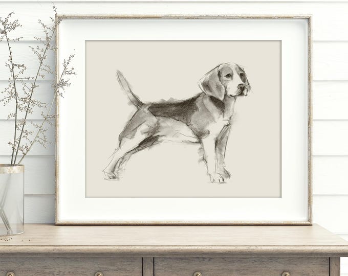 Beagle Art Print by Ethan Harper - Minimalist Sketch Dog Drawing for Nursery Decor, Dog Lover Gift, Pet Portrait