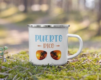 Puerto Rico & Sunglasses Enamel Mug