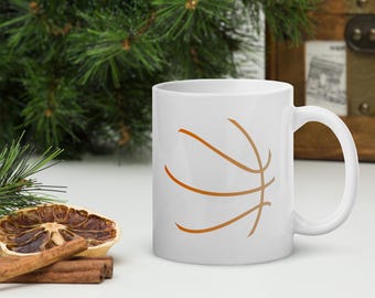 Basketball stitch White glossy mug