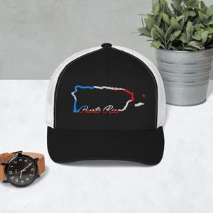 Puerto Rico map outline Trucker Cap