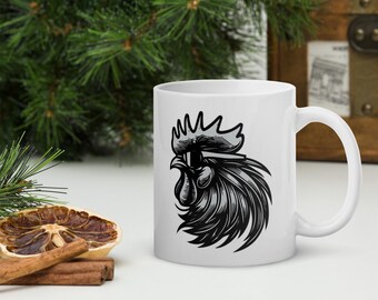 Cool Rooster White glossy mug