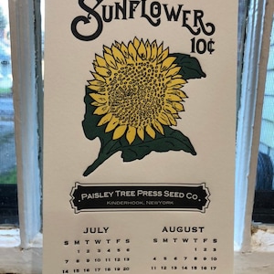 letterpress calendar 2019, recycled, reusable art print, farmhouse calendar