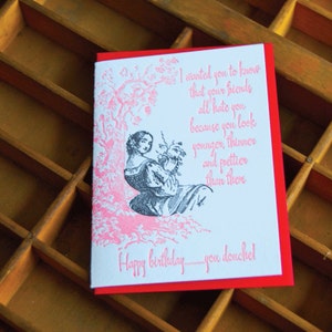 Carte d'anniversaire Douche - typographie voeux unique
