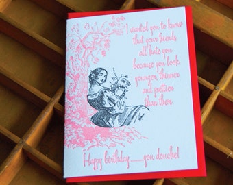 Birthday Douche- Letterpress greeting card, single